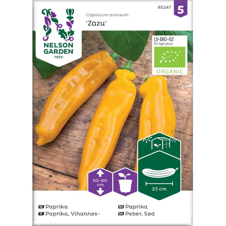 Sød Peber 'Zazu' Øko Capsicum Annuum 'Zazu' Frøpose, Antal Pr. Pakke, Ca. 3 Stk. 1 Sød Peber 'Zazu' Øko Capsicum Annuum 'Zazu' Frøpose, Antal Pr. Pakke, Ca. 3 Stk.