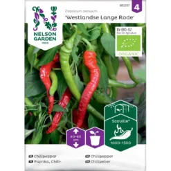 Chilipeber 'Westlandse Lange Rode' Øko Capsicum Annuum 'Westlandse Lange Rode' Frøpose, Antal Pr. Pakke, Ca. 3 Stk.